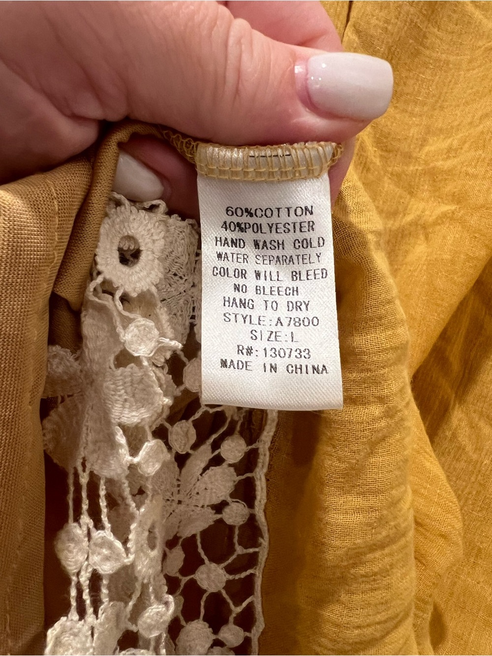 Umgee Mustard Yellow Lace Trim Tunic Dress Large - Picture 10 of 10